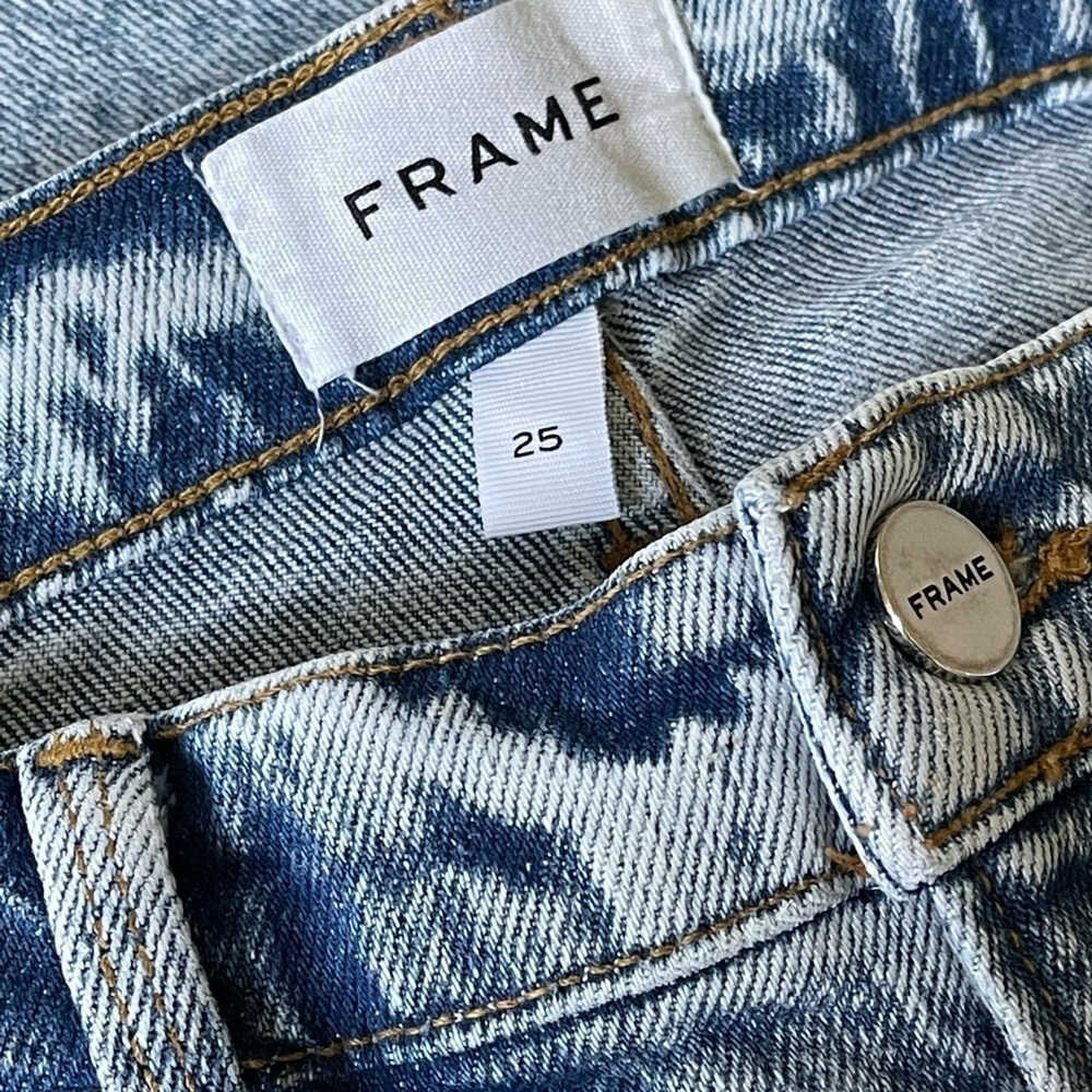 FRAME Le High Straight Leg Jeans | Size 25 | Light Wash Denim | High Rise - Picture 8 of 12